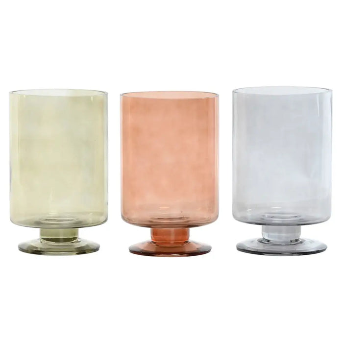 Vase Home ESPRIT Blue Green Amber Crystal Modern 12,5 x 12,5 x 20 cm (3 Units) - Декорация и Осветление<<<Дом