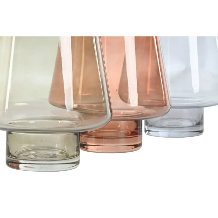 Vase Home ESPRIT Blue Green Amber Crystal Modern 14,5 x 14,5 x 18 cm (3 Units) - Декорация и Осветление<<<Дом