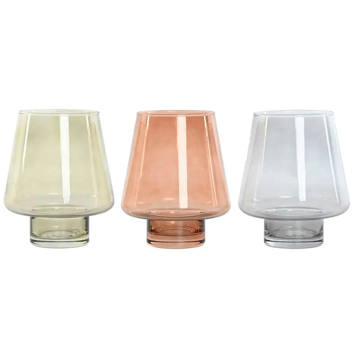 Vase Home ESPRIT Blue Green Amber Crystal Modern 14,5 x 14,5 x 18 cm (3 Units) - Декорация и Осветление<<<Дом