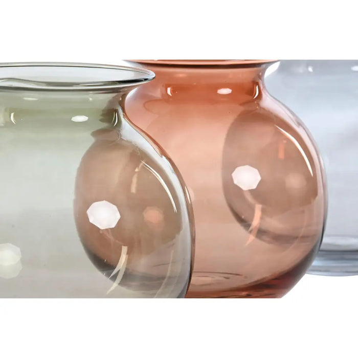Vase Home ESPRIT Blue Green Amber Crystal Modern 17,5 X 17,5 X 18,2 cm (3 Units) - Декорация и Осветление<<<Дом