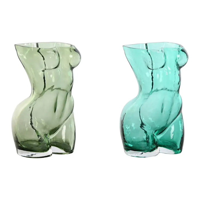 Vase Home ESPRIT Blue Green Crystal 18 x 17 x 28 cm (2 Units) - Декорация и Осветление<<<Дом Градина<<<BigBuy&&&Украса