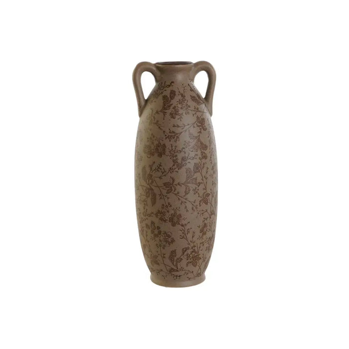 Vase Home ESPRIT Brown Green Stoneware Leaf of a plant 13 x 13 x 35 cm - Декорация и Осветление<<<Дом