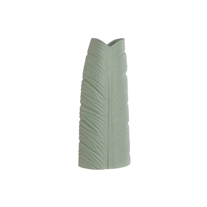 Vase Home ESPRIT Green Stoneware Tropical Leaf of a plant 21 x 10 x 50 cm - Декорация и Осветление<<<Дом