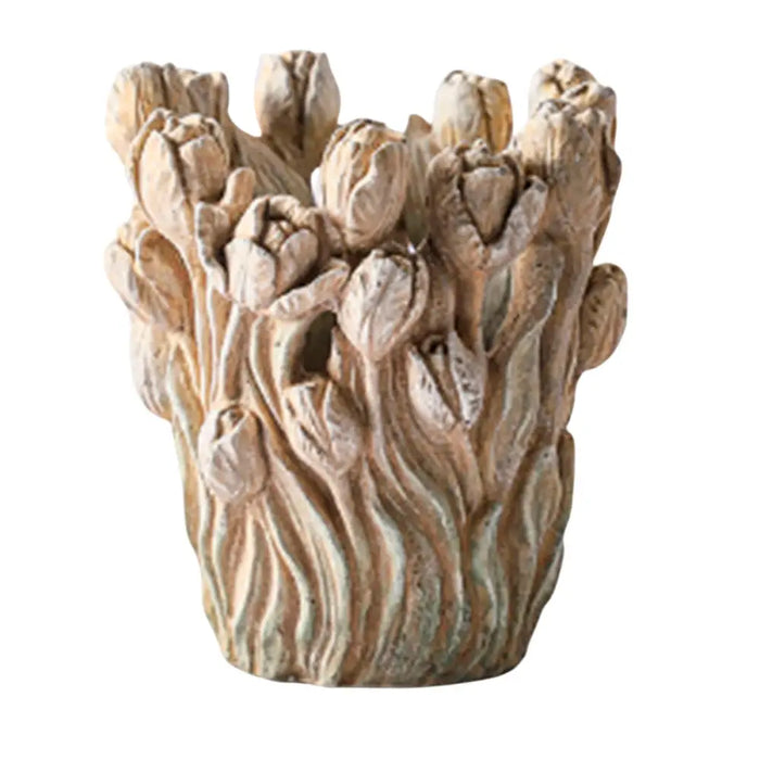 Vase Home ESPRIT Grey Cement Tulip 21 x 21 x 23 cm - Декорация и Осветление<<<Дом Градина<<<BigBuy&&&Украса за средата