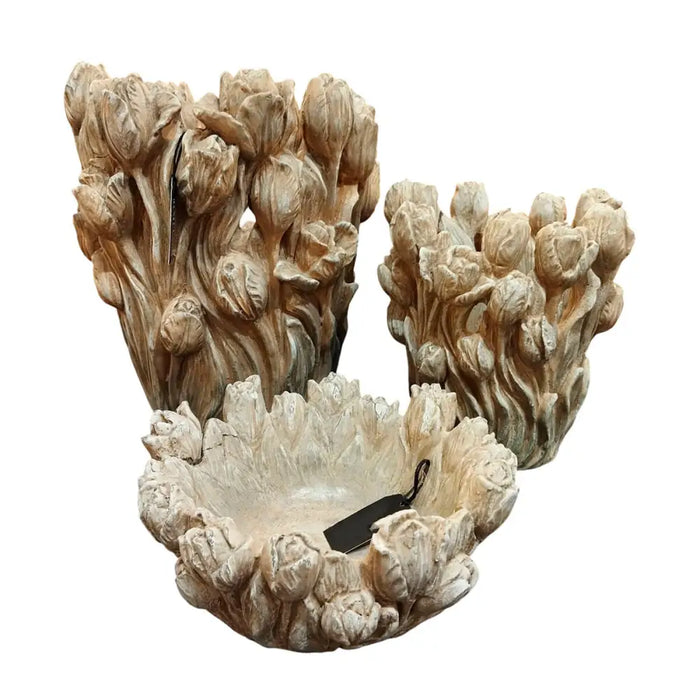 Vase Home ESPRIT Grey Cement Tulip 29 x 27 x 32 cm - Декорация и Осветление<<<Дом Градина<<<BigBuy&&&Украса за средата