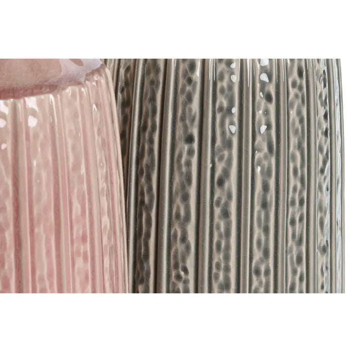 Vase Home ESPRIT Grey Pink Porcelain 15 x 15 x 31 cm (2 Units) - Декорация и Осветление<<<Дом Градина<<<BigBuy&&&Украса