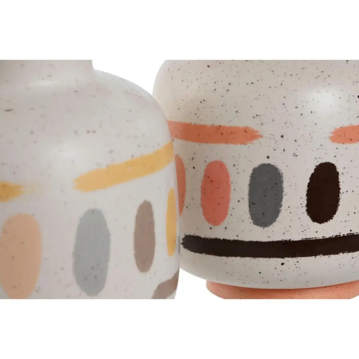 Vase Home ESPRIT Multicolour Dolomite 16 x 16 x 22 cm (2 Units) - Декорация и Осветление<<<Дом