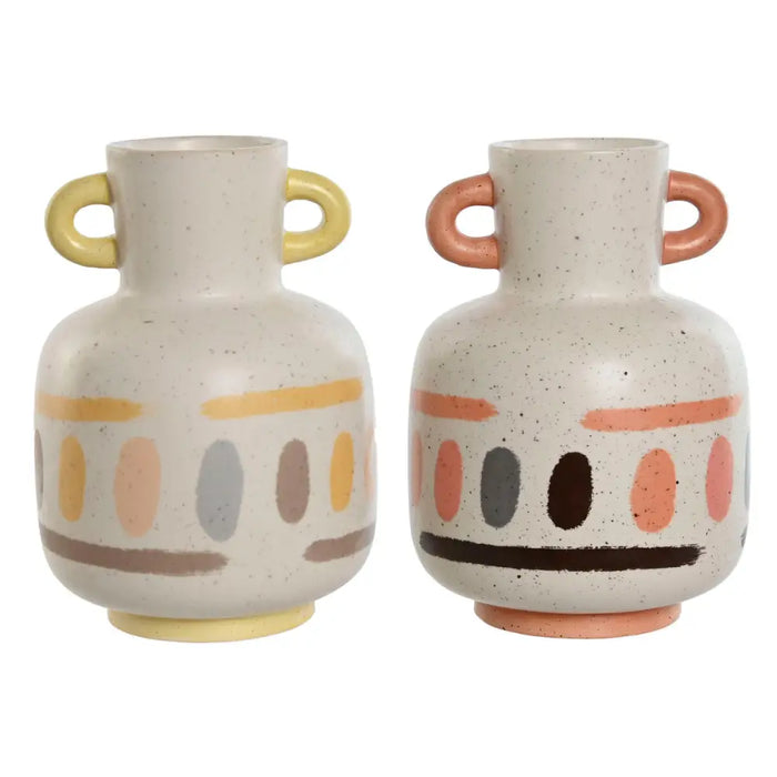 Vase Home ESPRIT Multicolour Dolomite 16 x 16 x 22 cm (2 Units) - Декорация и Осветление<<<Дом