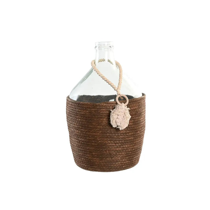 Vase Home ESPRIT Transparent Dark brown Crystal Natural Colonial 26 x 26 x 39 cm - Декорация и Осветление<<<Дом