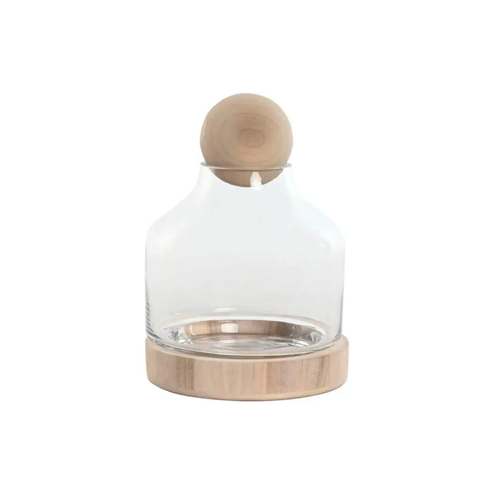 Vase Home ESPRIT Transparent Natural Wood Crystal 18 x 18 x 24 cm - Декорация и Осветление<<<Дом