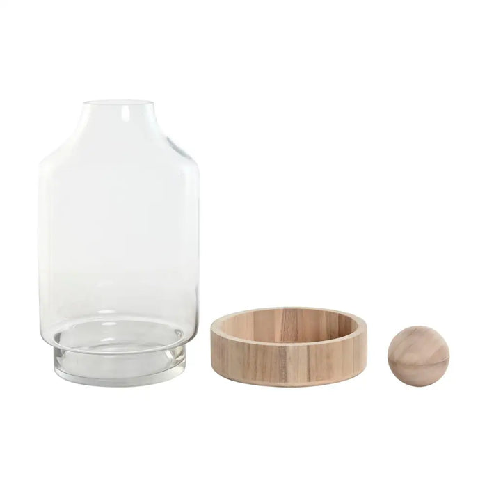 Vase Home ESPRIT Transparent Natural Wood Crystal 21 x 21 x 42 cm - Декорация и Осветление<<<Дом