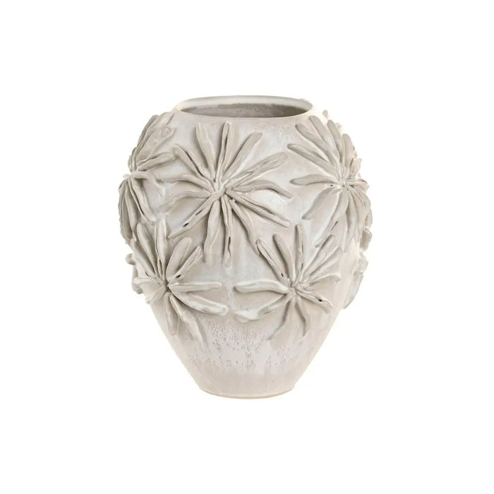 Vase Home ESPRIT White Ceramic Traditional style Leaf of a plant 22 x 22 x 25 cm - Декорация и Осветление<<<Дом