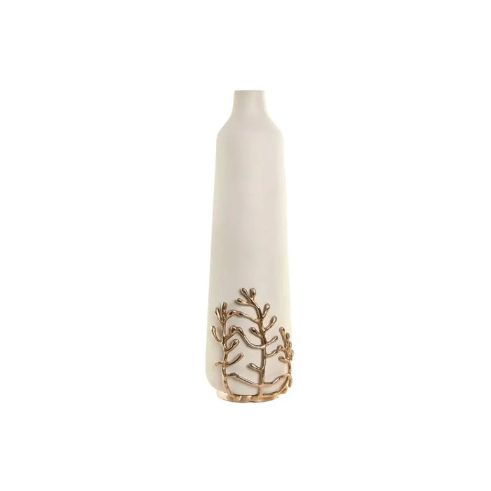 Vase Home ESPRIT White Golden Aluminium Modern 15 x 15 x 52 cm - Декорация и Осветление<<<Дом Градина<<<BigBuy&&&Украса