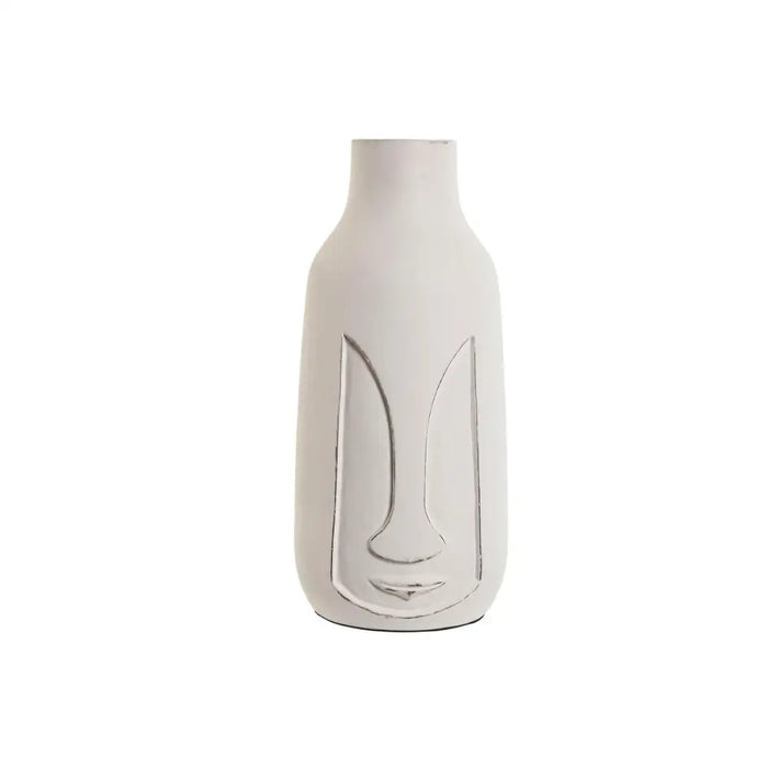 Vase Home ESPRIT White Mango wood Modern Face 15 x 15 x 30 cm - Декорация и Осветление<<<Дом Градина<<<BigBuy&&&Украса