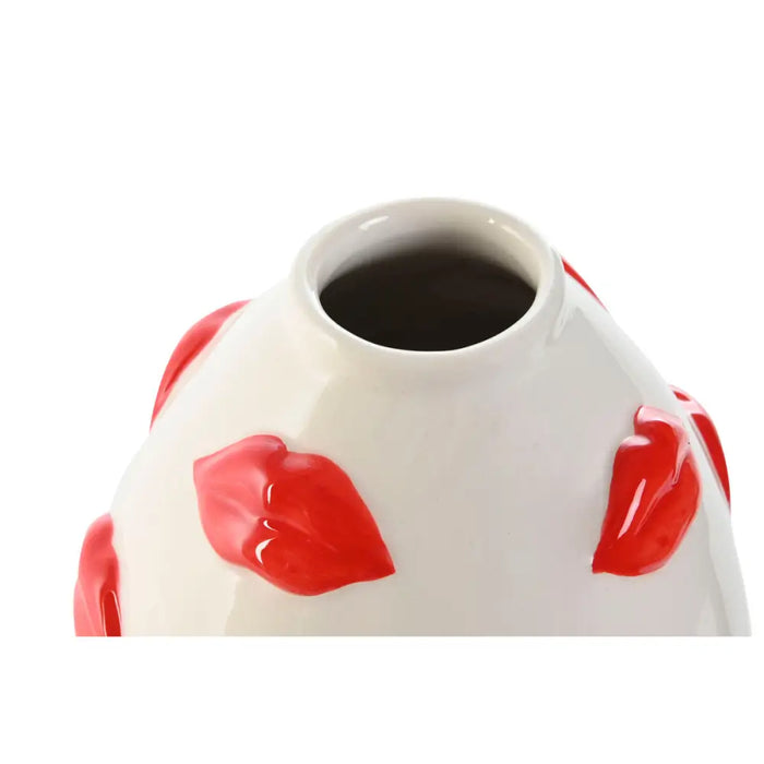 Vase Home ESPRIT White Red Dolomite 15 x 15 x 22,5 cm - Декорация и Осветление<<<Дом Градина<<<BigBuy&&&Украса за