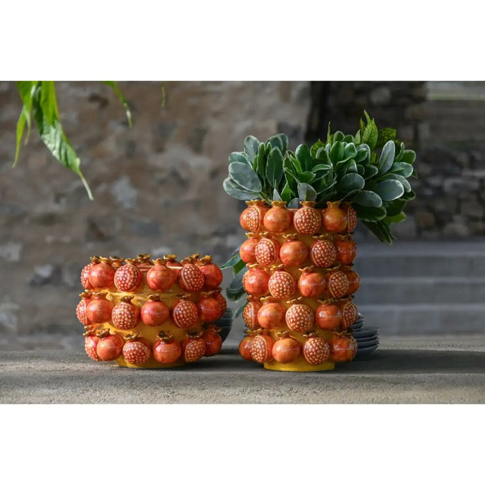 Vase Home ESPRIT Yellow Orange Stoneware Modern 24 x 24 x 32 cm - Декорация и Осветление<<<Дом