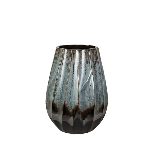 Vase Romimex Blue Black Blue/Black Ceramic 23 x 28 x 23 cm - Декорация и Осветление<<<Дом Градина<<<BigBuy&&&Украса за