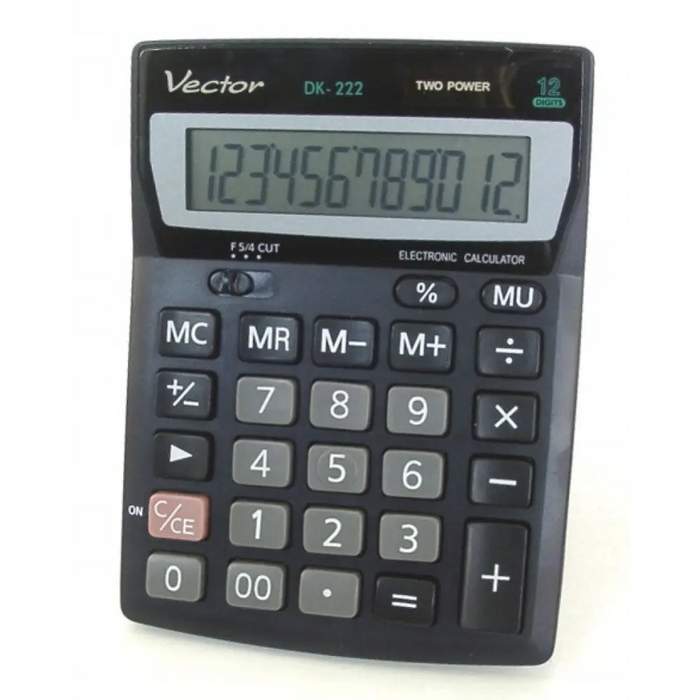 Vector KAV DK-222 office calculator 12 digits 103 x 137 mm black - CalculatorsARB-KLK<<<Office suppliesARB<<<ActionPL