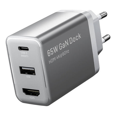 Vention FJAH0-EU USB(C + A)+HDMI GaN mains charger (60W/5W/4K@60Hz) (grey) - mains chargers<<<Chargers<<<GSM