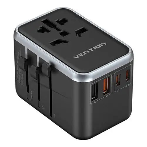 Vention FJFB0 GaN 2xUSB-C 2xUSB-A Universal Travel Adapter 65W (black) - mains chargers<<<Chargers<<<GSM