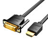 HDMI to DVI (24+1) cable Vention ABFBJ 5m, 4K 60Hz/ 1080P 60Hz (black)