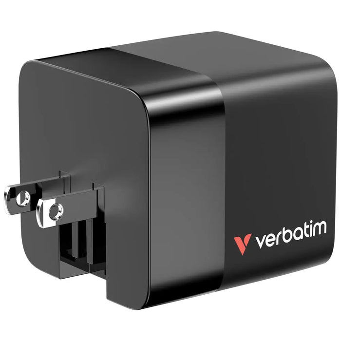 Verbatim Mini GaN Charger 65W 2 Port retractable cable display US plugs with EU and UK adaptors - Аксесоари<<<VERBATIM