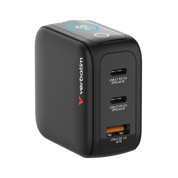 Verbatim Mini GaN Charger 65W with Display