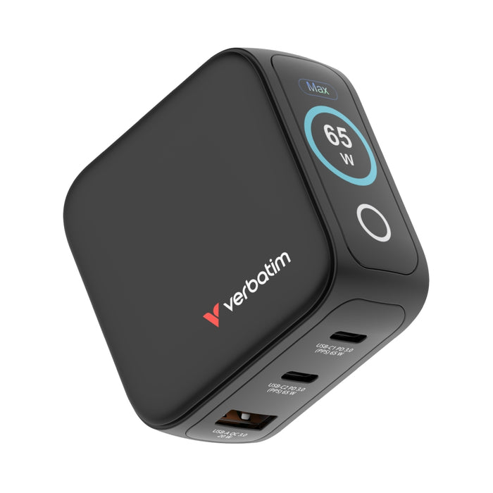 Verbatim Mini GaN Charger 65W with Display