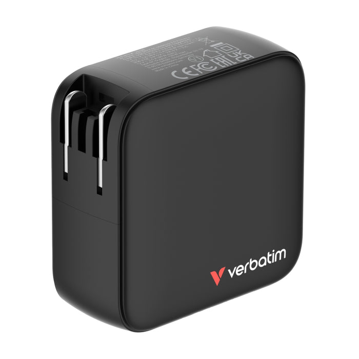 Verbatim Mini GaN Charger 100W with Display + 100W USB-C to USB-C Cable (Charger and Data transfer) Grey