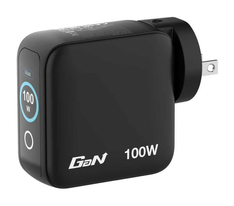 Verbatim Mini GaN Charger 100W with Display + 100W USB-C to USB-C Cable (Charger and Data transfer) Grey