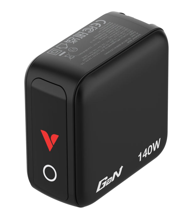 Verbatim Mini GaN Charger 140W with Display + 140W USB-C to USB-C Cable (Charger and Data transfer) Grey