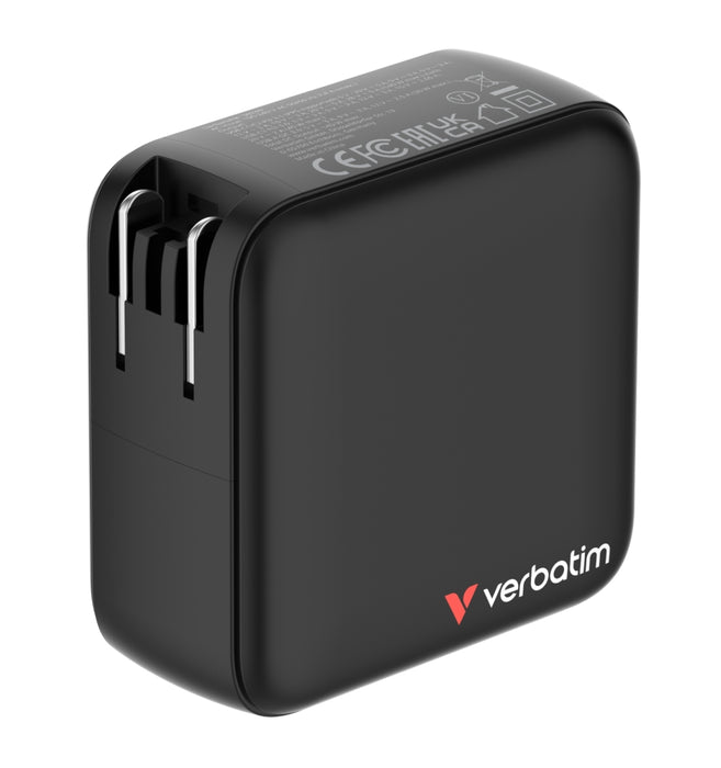 Verbatim Mini GaN Charger 140W with Display + 140W USB-C to USB-C Cable (Charger and Data transfer) Grey