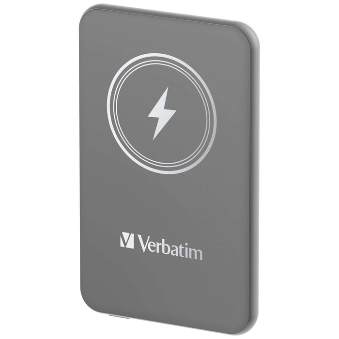 Verbatim MCP-5GY Power Pack 5000 mAh with UBS-C PD 20W / Magnetic Wireless Charging 15W Grey