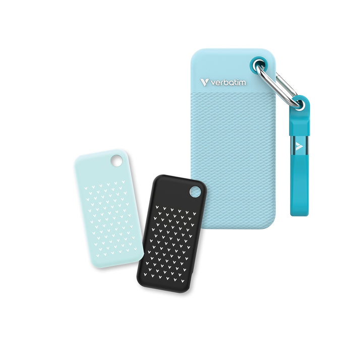 Verbatim Pocket SSD USB 3.2 Gen 2 1TB Polar Blue incl. two rubber sleeves