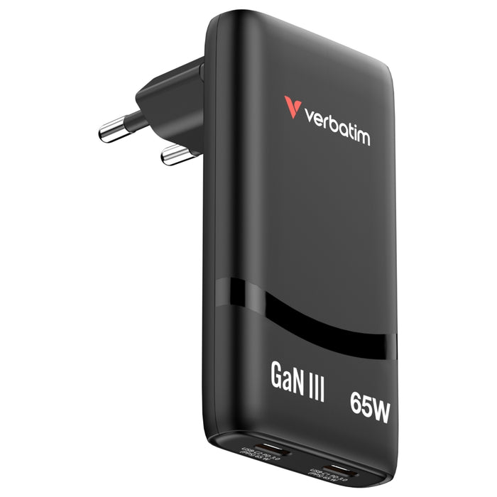 Verbatim Fold 'n' Go GaN Charger 65W EU plug Black