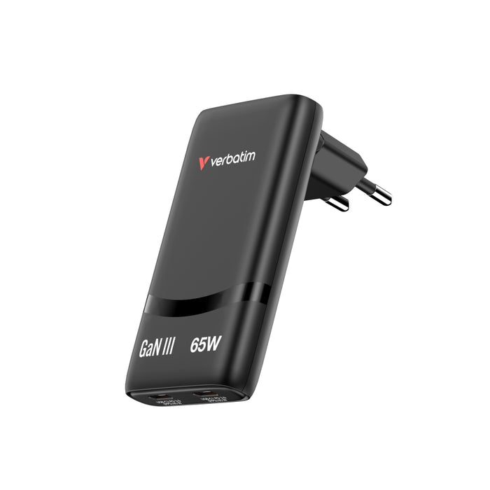 Verbatim Fold 'n' Go GaN Charger 65W EU plug Black