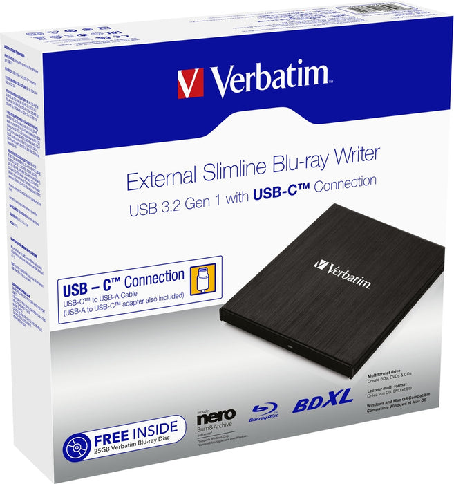 Verbatim External Slimline Blu-ray Writer Type-C