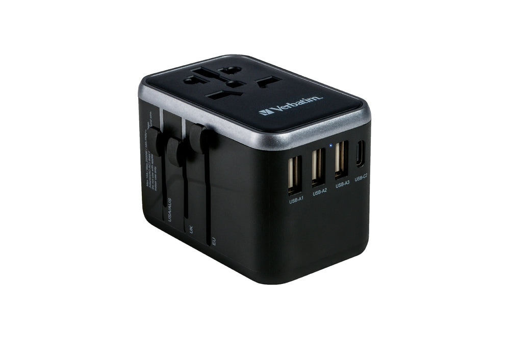 Verbatim UTA-04 Universal Travel Adapter with 1 x USB-C PD 61W & QC 3.0 / 1 x USB-C / 3 x USB-A