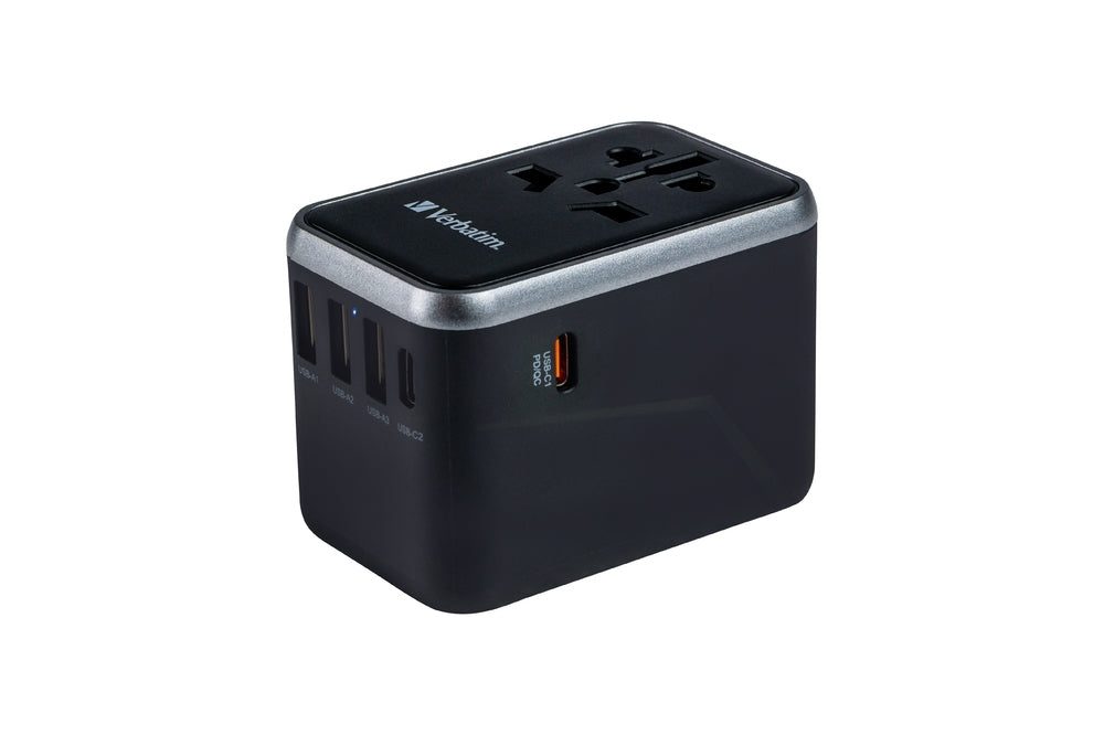 Verbatim UTA-04 Universal Travel Adapter with 1 x USB-C PD 61W & QC 3.0 / 1 x USB-C / 3 x USB-A