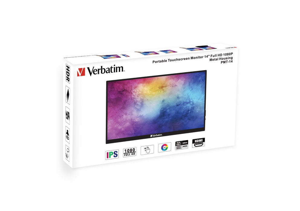 Verbatim PMT-14 Portable Touchscreen Monitor 14" Full HD 1080p Metal Housing