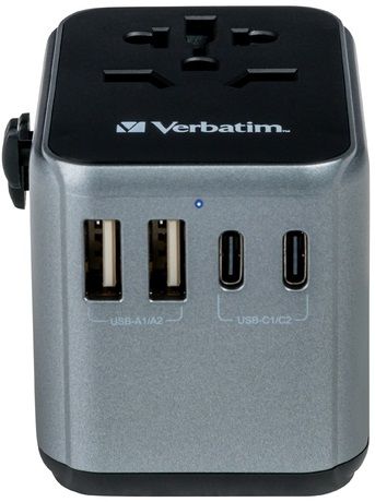Verbatim UTA-03 Universal Travel Adapter with 1 x USB-C PD 30W & QC 3.0 / 2 x USB-C / 2 x USB-A