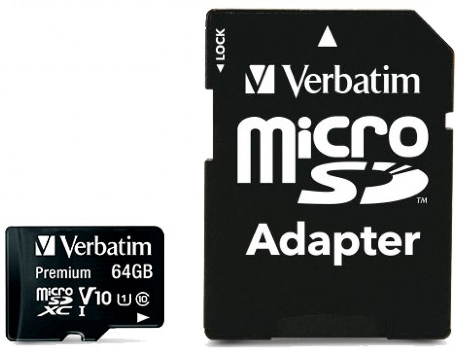 SD micro memory card VERBATIM MICRO SDHC 64GB CLASS 10+ADAPTER 44084