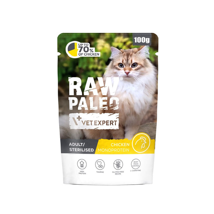 VETEXPERT Raw Paleo Adult Sterilised Chicken - wet cat food - 100g