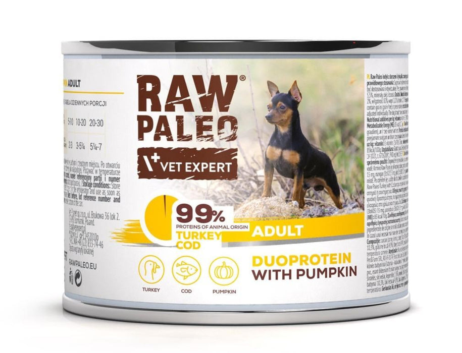 VETEXPERT Raw Paleo Duoprotein Turkey & Cod Adult - wet dog food - 200g
