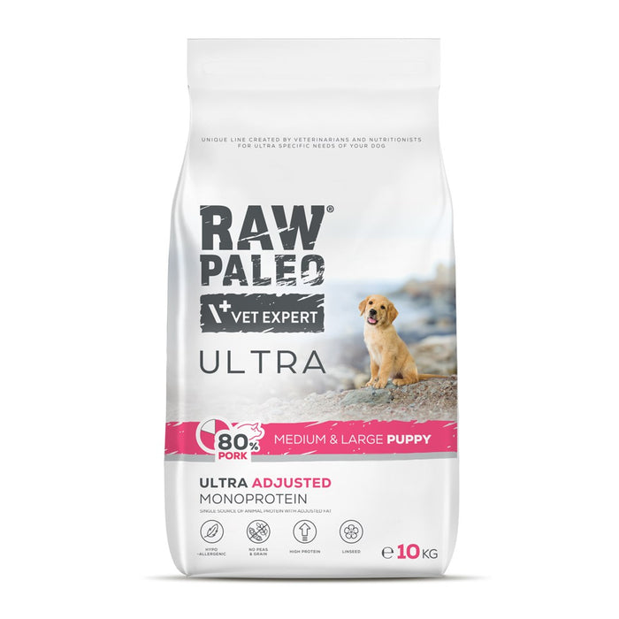 VETEXPERT Raw Paleo Ultra Pork Medium & Large Puppy - dry dog food - 10kg