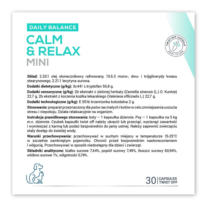 VETEXPERT Calm&Relax Mini - supplements for dogs and cats - 30 pcs