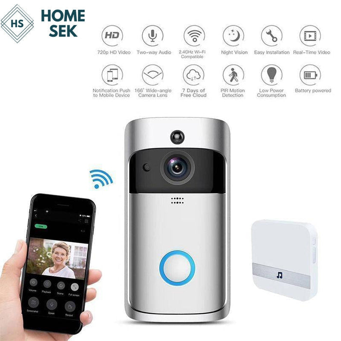 Video intercom bell Homesek 720P intercom connection with a smartphone, night vision, motion detector