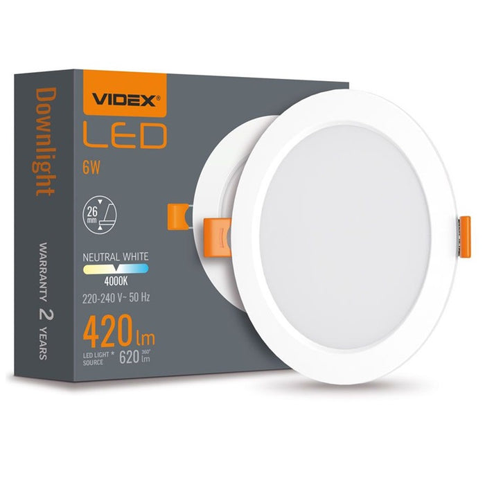 LED LAMP VLE-DLBR-064 DOWNLIGHT RD 6W/4K/WH VIDEX