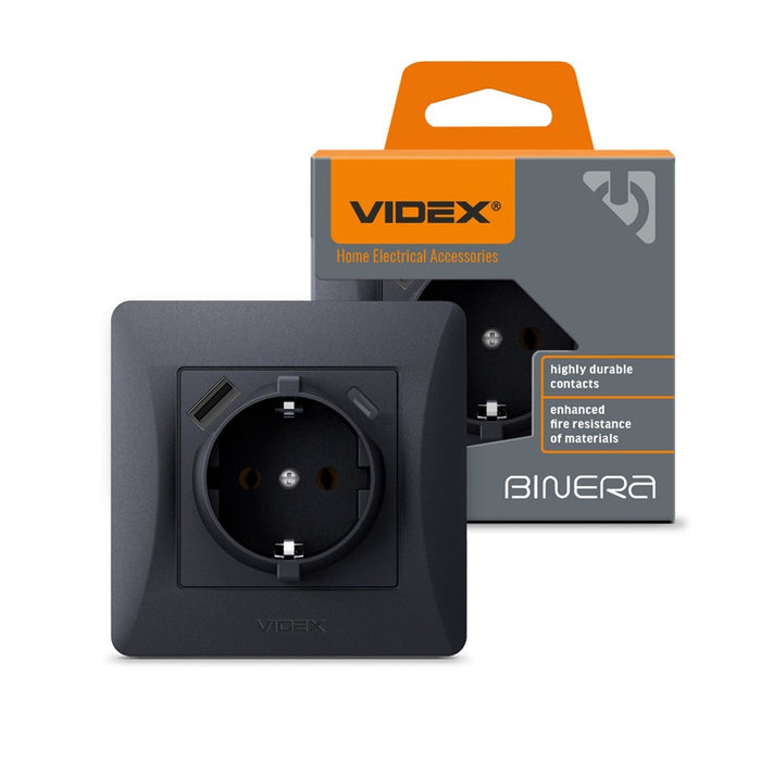 CONTACT SHUKO VF-BNSK1GUC-BG USB-A+USB-C BINERA VIDEX - GRAPHITE