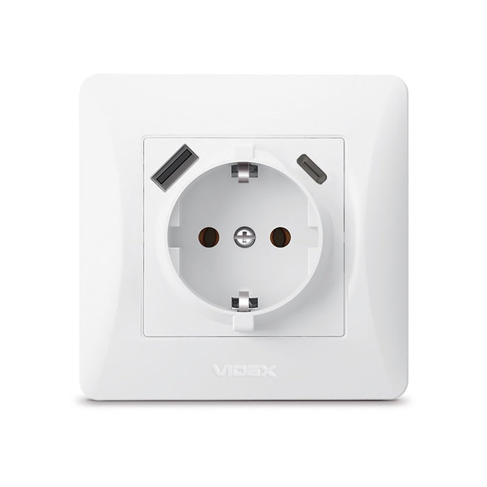 VF-BNSK1GUC-W CONTACT SHUKO USB-A+USB-C BINERA VIDEX - WHITE